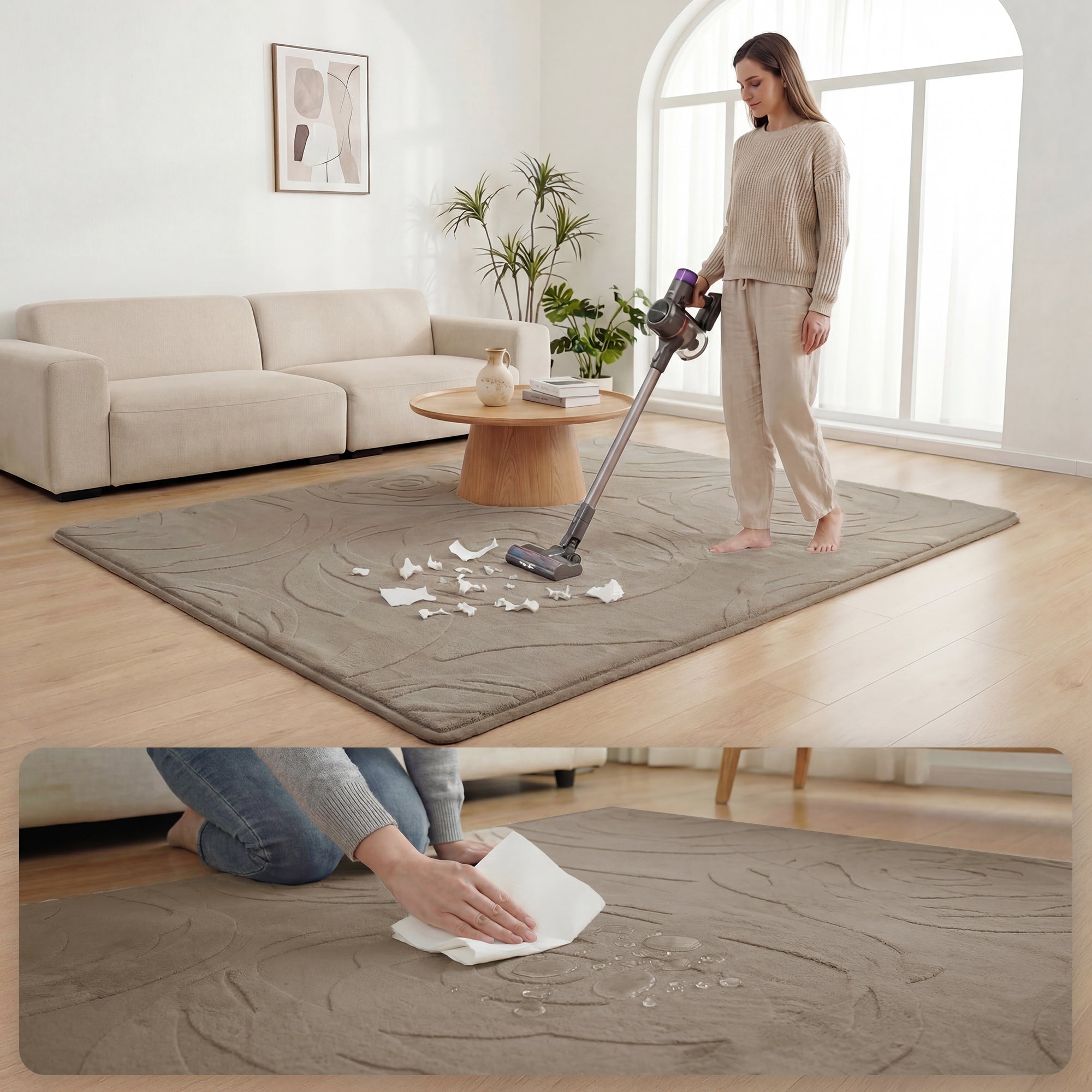 Rose Garden Faux Fur Jacquard Plush Play Mat
