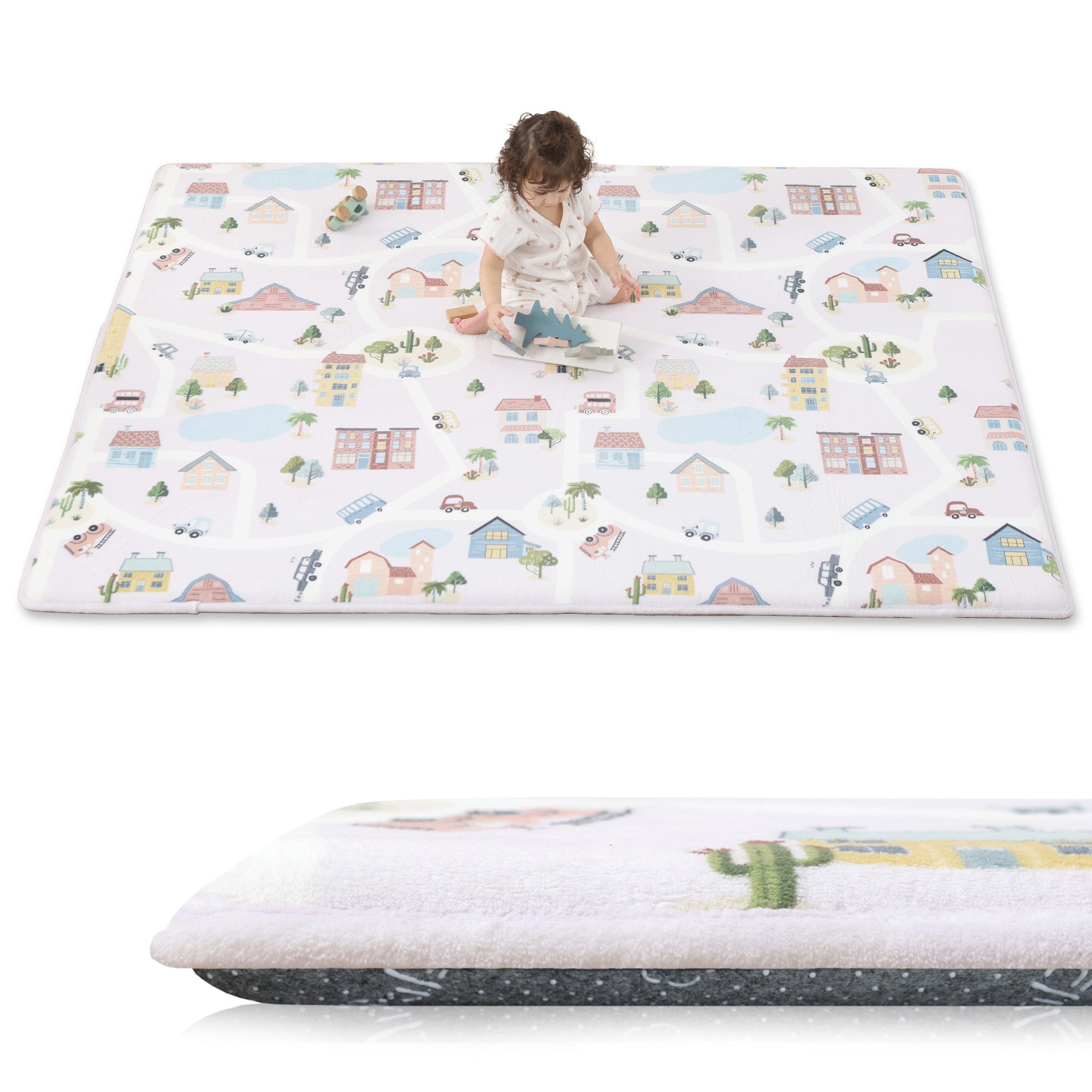 Everyday Explorers Baby Play Mat – Coral Velvet 1.3" Thick Memory Foam