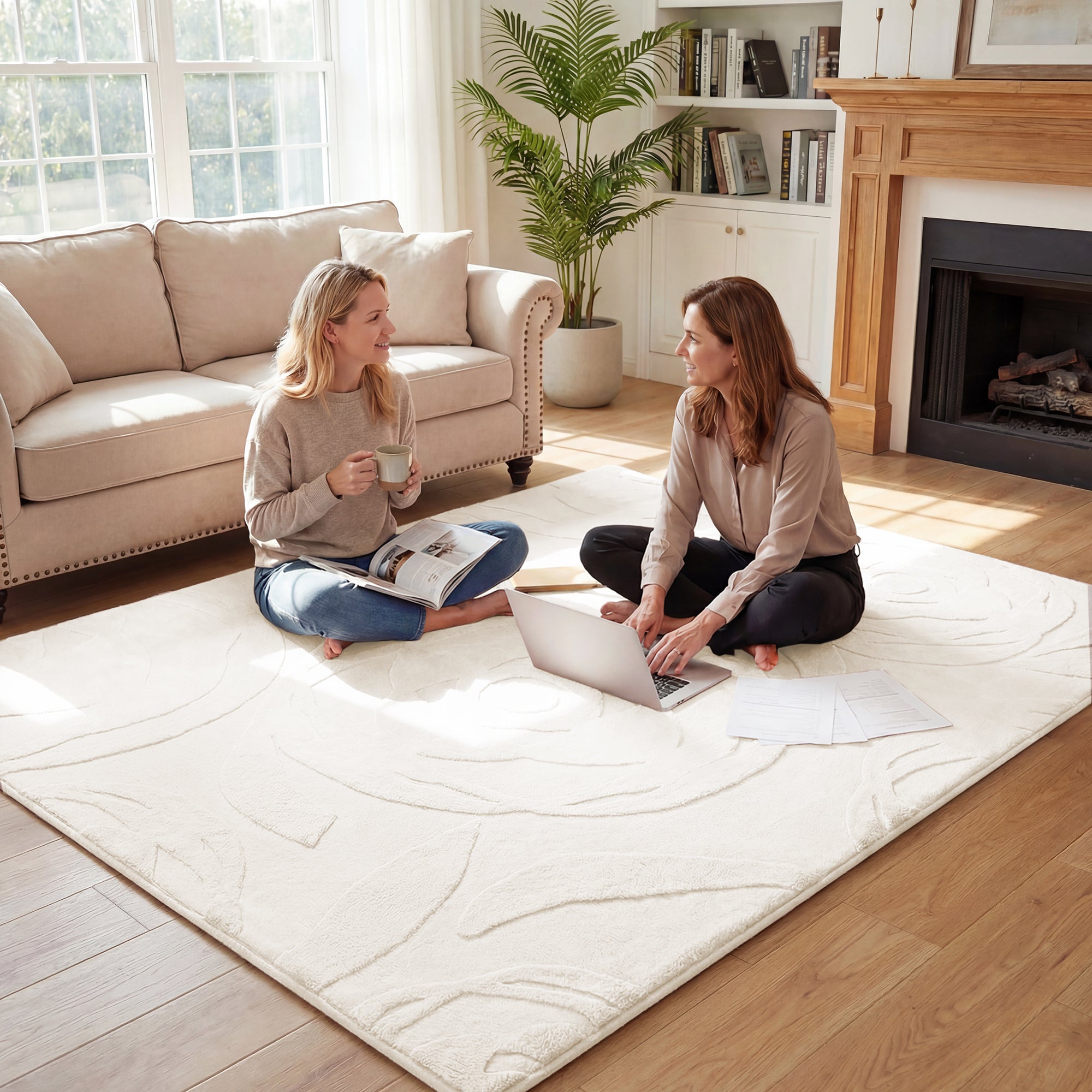 Rose Garden Faux Fur Jacquard Plush Play Mat