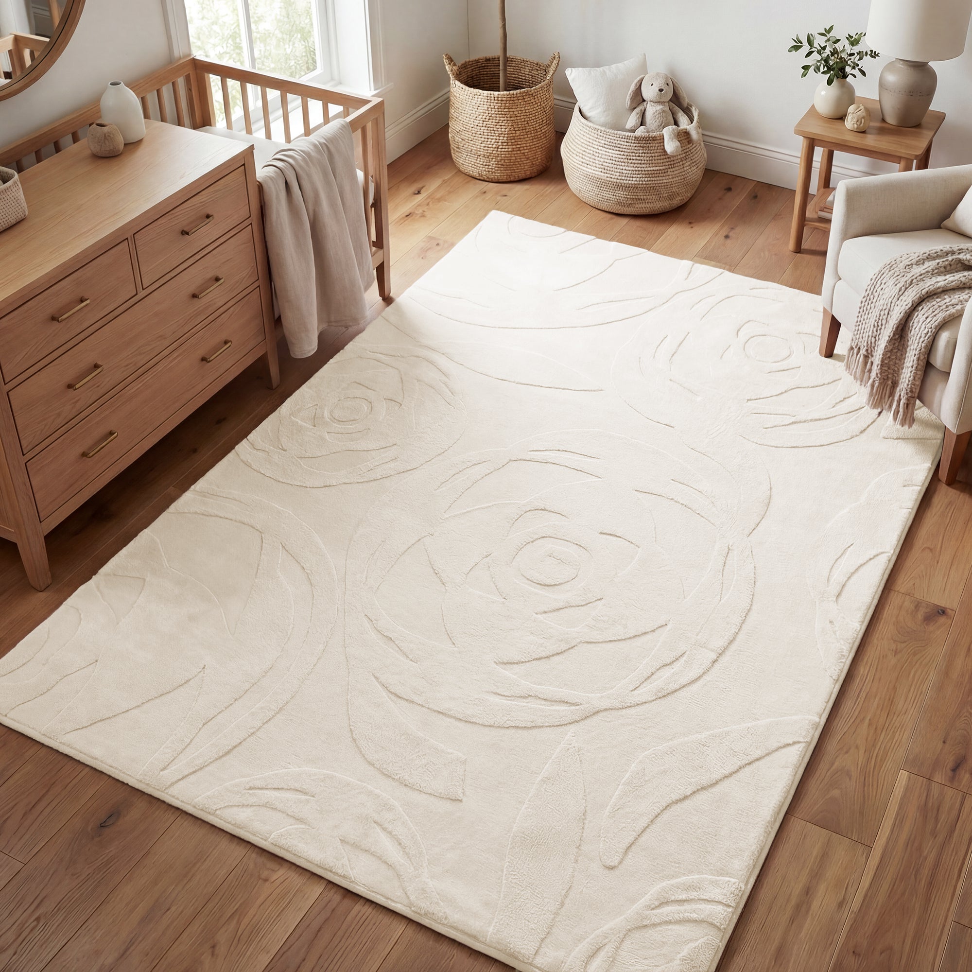 Rose Garden Faux Fur Jacquard Plush Play Mat